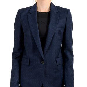 Hugo Boss Women's "Janufa" Navy Blue Pinstripe Wool One Button Blazer